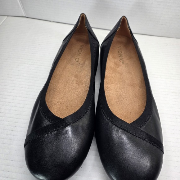 Vionic Caroll Women's 9.5 Black Leather Ballet Flats Orthotic Comfort - Picture 8 of 12
